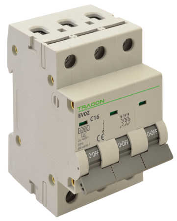 Sigurante electrice automate - Siguranta autamata, 3 poli, curba C 6A - Tracon EVOZ3C6