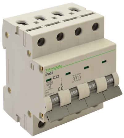 Sigurante electrice automate - Siguranta automata, 4 poli, curba C 10A - Tracon EVOZ4C10