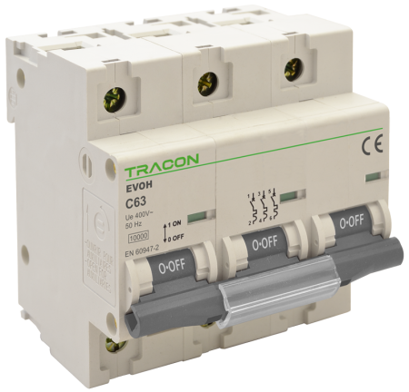 Sigurante electrice automate - Siguranta automata pentru curenti mari, 3 poli, curba C 80A - Tracon EVOH380