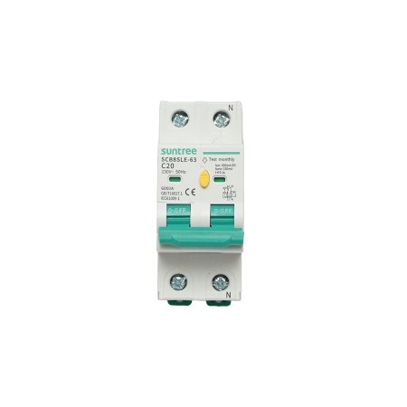 Sigurante Tetrapolare cu protectie diferentiala - Siguranta automata tip intreruptor 1+N 20A 400VAC - DISMB54 Suntree