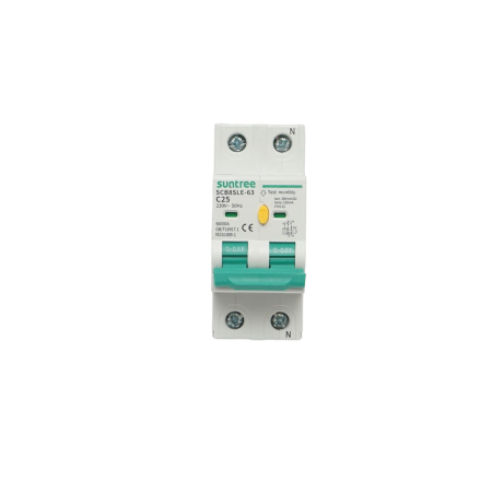 Sigurante Tetrapolare cu protectie diferentiala - Siguranta automata tip intreruptor 1+N 25A 400VAC - DISMB55 Suntree