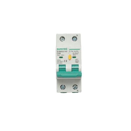 Sigurante Tetrapolare cu protectie diferentiala - Siguranta automata tip intreruptor 1+N 40A 400VAC - DISMB57 Suntree