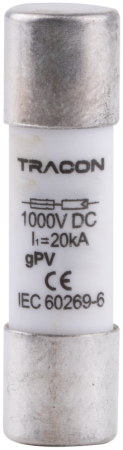Soclu sigurante fuzibile cilindrice - Siguranta cilindrica PV gPV 10x38mm, 15A, 1000VDC, 35kA - Tracon CFPV-10x38
