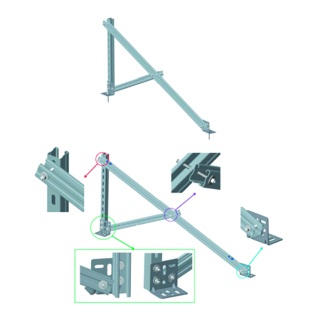 Sistem complet montaj pe beton pentru 4 panouri fotovoltaice, unghi fix 20°, aluminiu + oțel galvanizat, accesorii incluse – Breckner BK77910. [3]