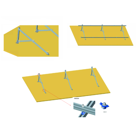 Sistem complet montaj pe beton pentru 4 panouri fotovoltaice, unghi fix 20°, aluminiu + oțel galvanizat, accesorii incluse – Breckner BK77910. [4]