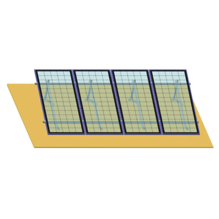 Sistem complet montare structura panouri - Structură Breckner montaj pe beton 4 panouri, unghi fix 30°/20° (BK77908, BK77909)