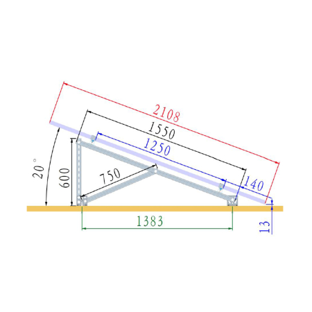 Structură Breckner montaj pe beton 4 panouri, unghi fix 30°/20° (BK77908, BK77909) [1]