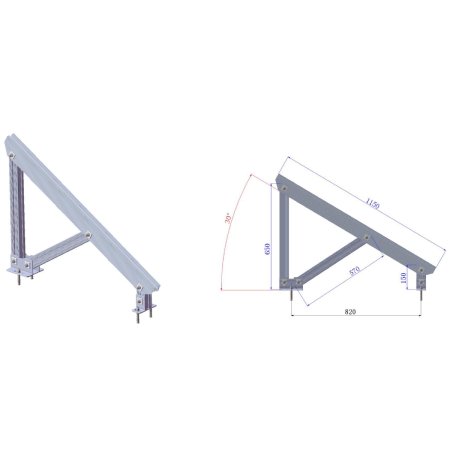 Structură Breckner montaj pe beton 4 panouri, unghi fix 30°/20° (BK77908, BK77909) [3]