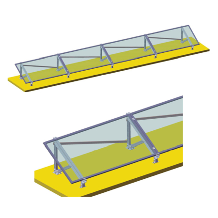 Sistem complet montare structura panouri - Structură Breckner montaj pe beton 4 panouri, unghi fix 30°/20° (BK77908, BK77909)