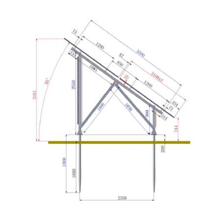 Structură Breckner montaj pe sol 22 panouri, unghi fix 35° (BK77906) [1]