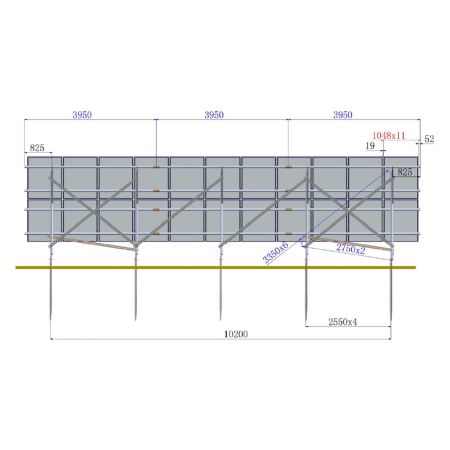Structură Breckner montaj pe sol 22 panouri, unghi fix 35° (BK77906) [2]