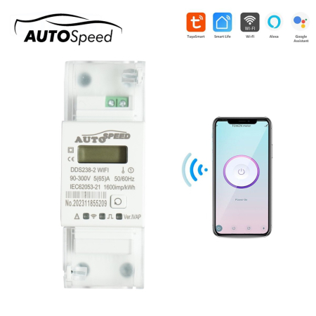Masurare si monitorizare fotovoltaica - Smart Meter monofazic WiFi 65A Tuya Smart Life AUTOSPEED DISLK77