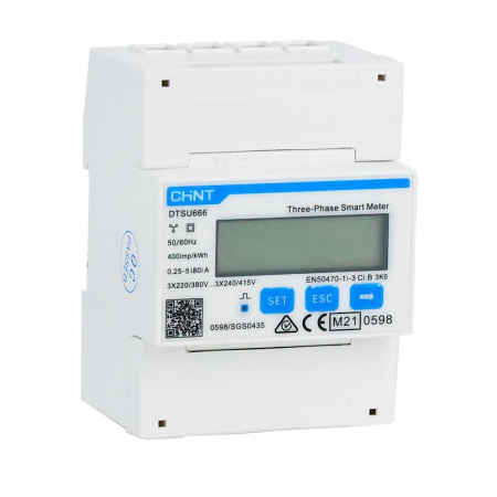 Sungrow - Smart Meter Sungrow DTSU666/5(80)A trifazat 80A, 230/400Vac, RS485, Clasa 1, DIN