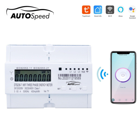 Masurare si monitorizare fotovoltaica - Smart Meter trifazic WiFi 80A Tuya Smart Life DISLK76