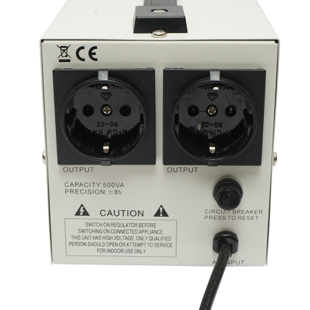 Stabilizator automat de tensiune monofazat 500 VA cu releu, 2 prize Schuko 230 V, afisaj LCD - Breckner Germany BK79718 [4]