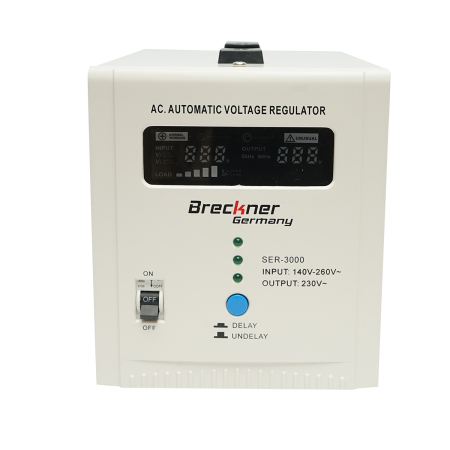 Stabilizatoare, regulatoare de tensiune si UPS-uri - Stabilizator automat tensiune 2000VA monofazic cu releu BK79720 2 Schuko LCD