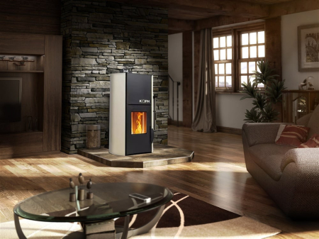 Termosemineu pe peleți KOPH PM 25 kW Fiama, buncăr 25 kg, crem [11]