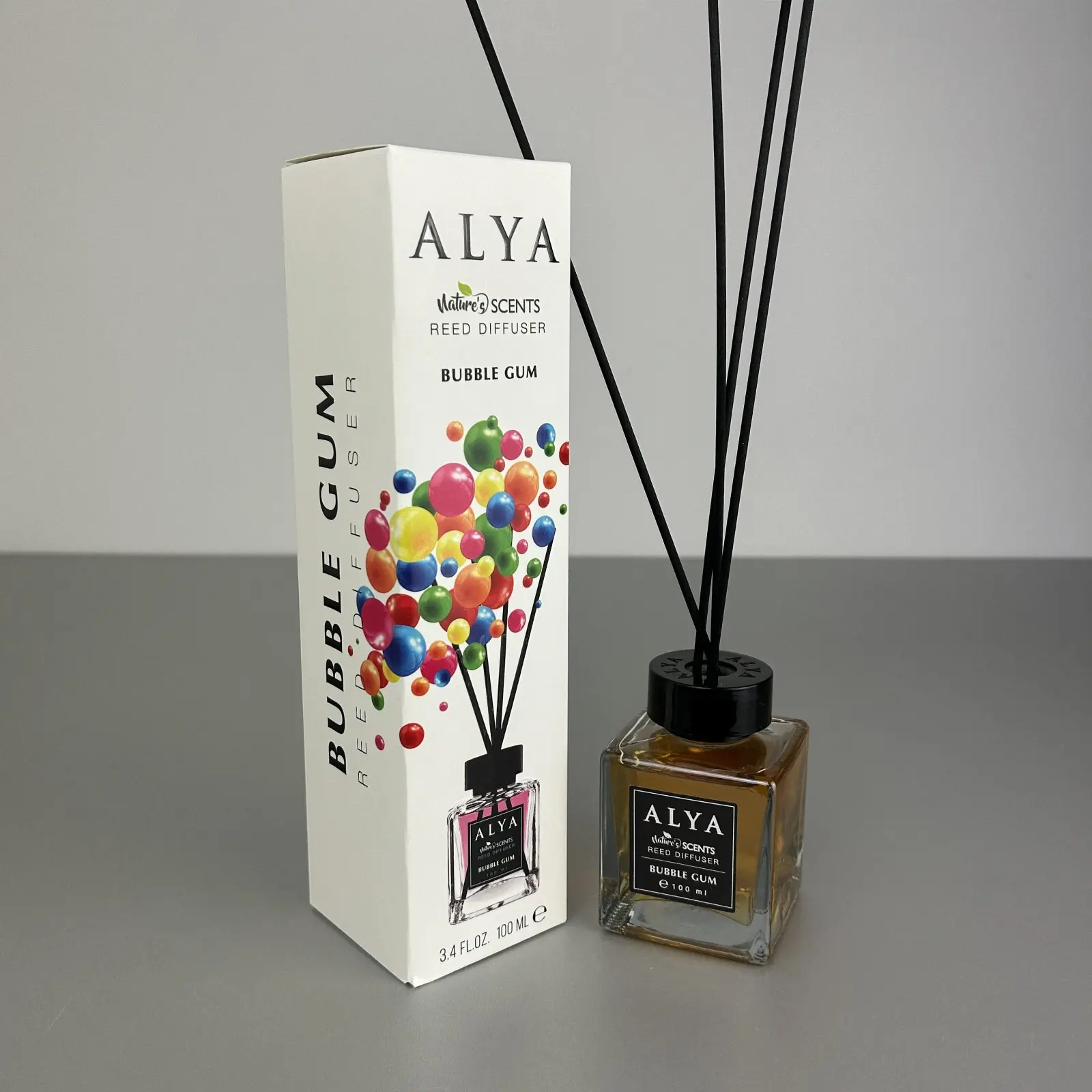 Parfum de cameră cu bețișoare Alya, Bubble Gum, difuzor de parfum elegant pentru casă, 100 ml, ideal pentru spații interioare [2]
