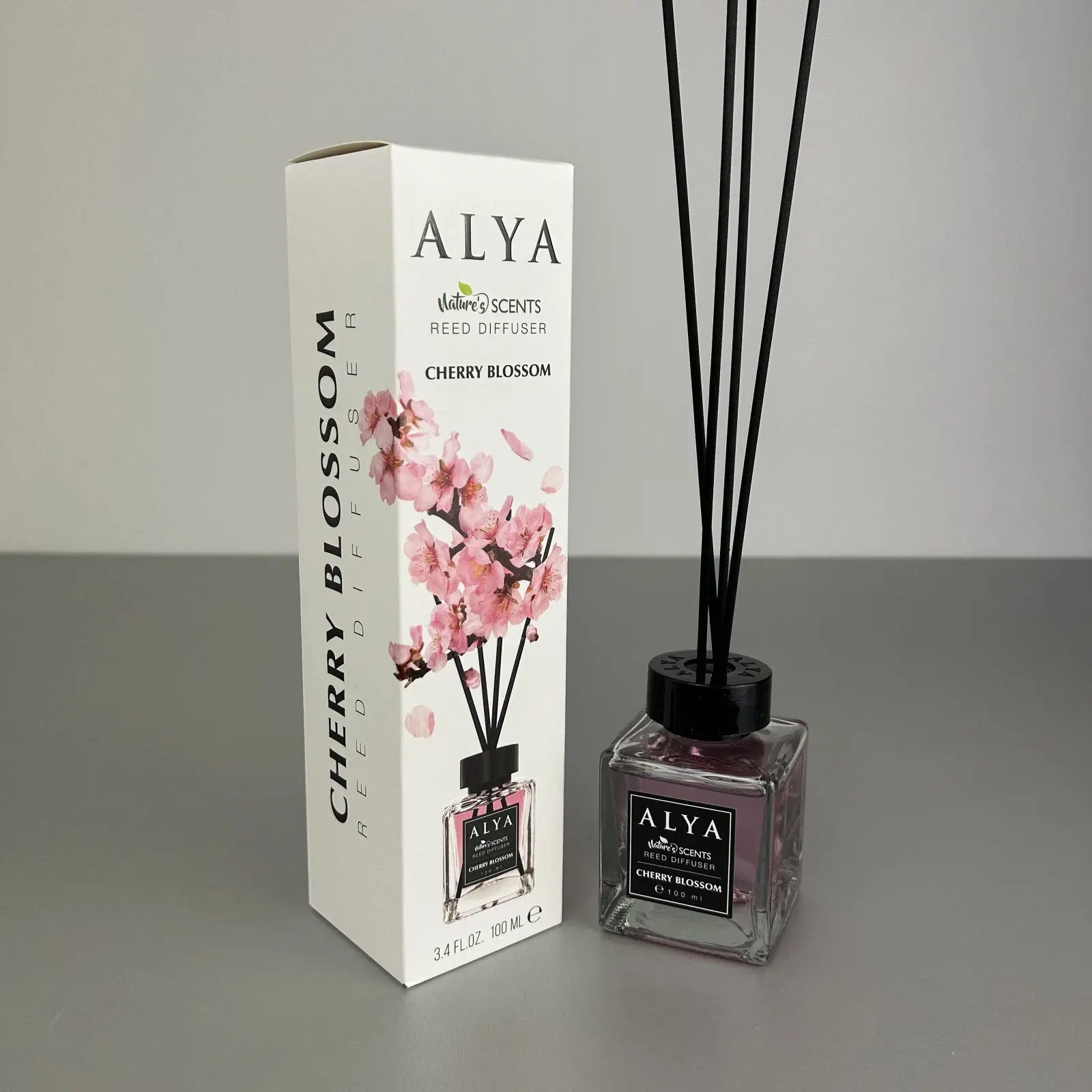 Parfum de cameră cu bețișoare Alya, Cherry Blossom, difuzor de parfum elegant pentru casă, 100 ml, ideal pentru spații interioare [2]