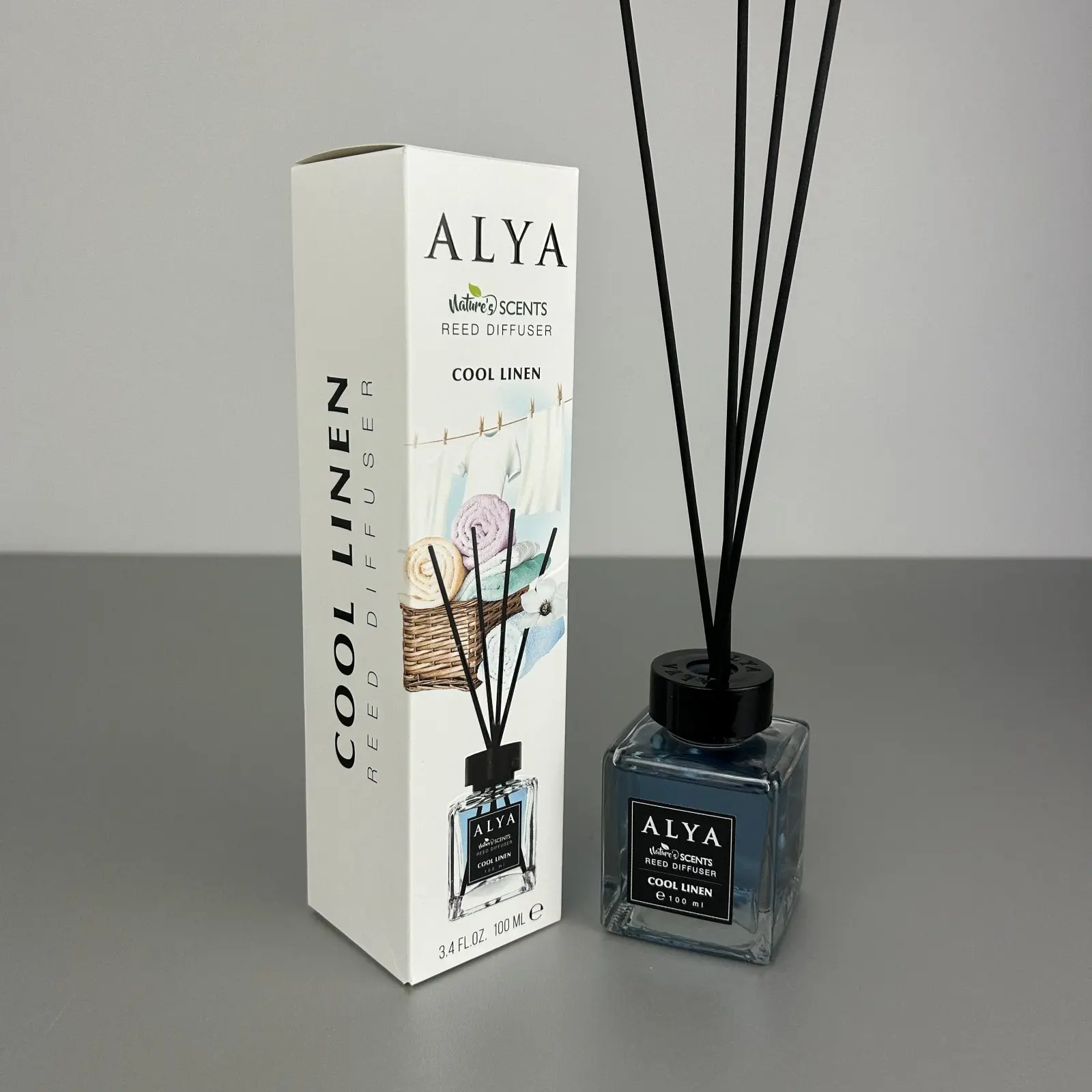Parfum de cameră cu bețișoare Alya, Cool Linen, difuzor de parfum elegant pentru casă, 100 ml, ideal pentru spații interioare [2]