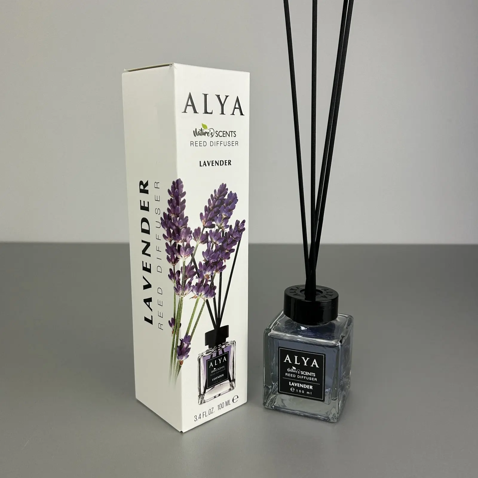 Parfum de cameră cu bețișoare Alya, Lavanda, difuzor de parfum elegant pentru casă, 100 ml, ideal pentru spații interioare [2]