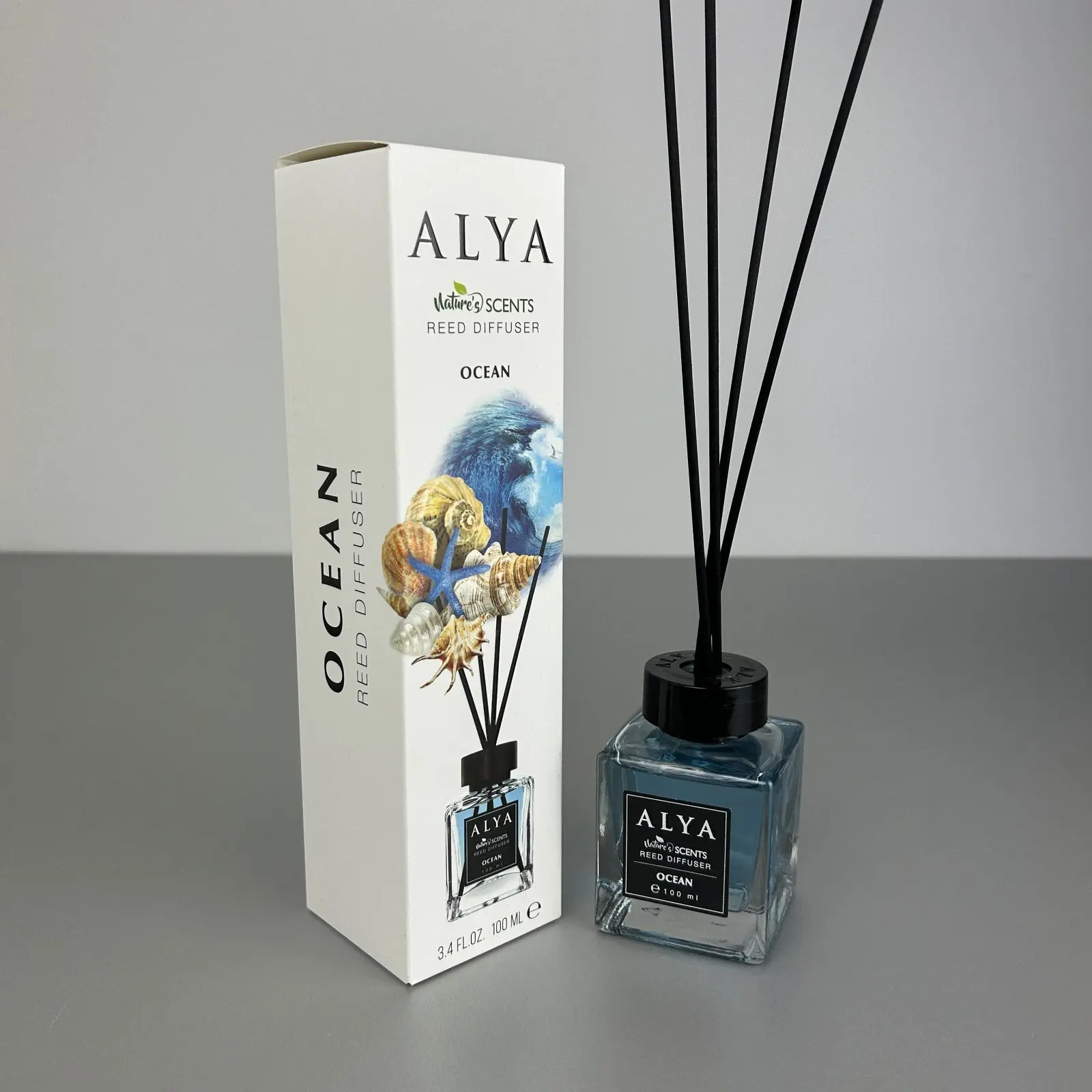 Parfum de cameră cu bețișoare Alya, Ocean, difuzor de parfum elegant pentru casă, 100 ml, ideal pentru spații interioare [2]