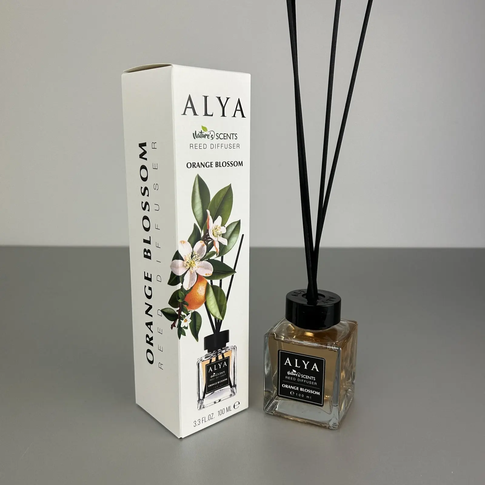 Parfum de cameră cu bețișoare Alya, Orange Blossom, difuzor de parfum elegant pentru casă, 100 ml, ideal pentru spații interioare [2]
