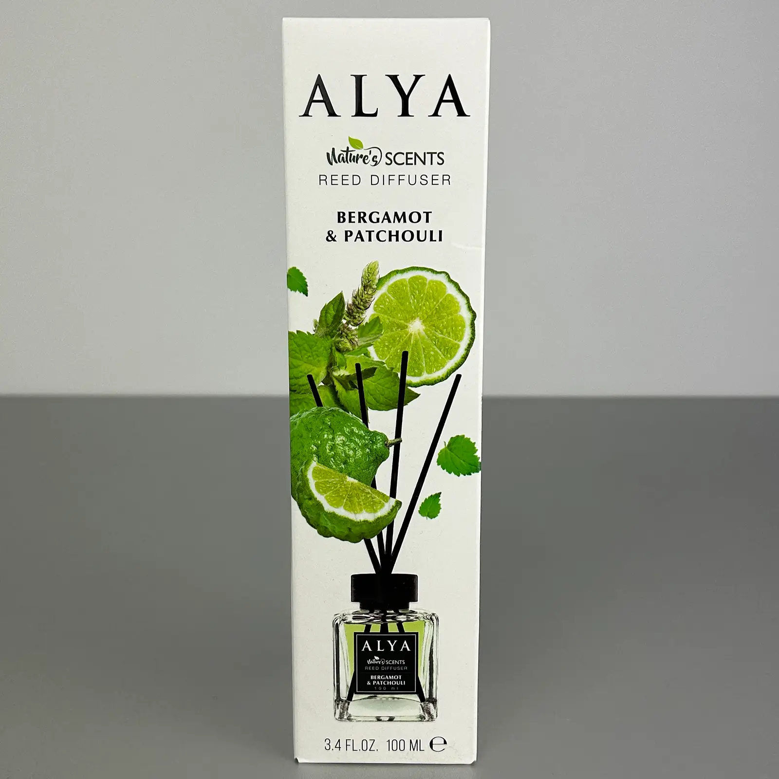 Parfum de cameră cu bețișoare Alya, Bergamot & Patchouli, difuzor de parfum elegant pentru casă, 100 ml, ideal pentru spații interioare [1]