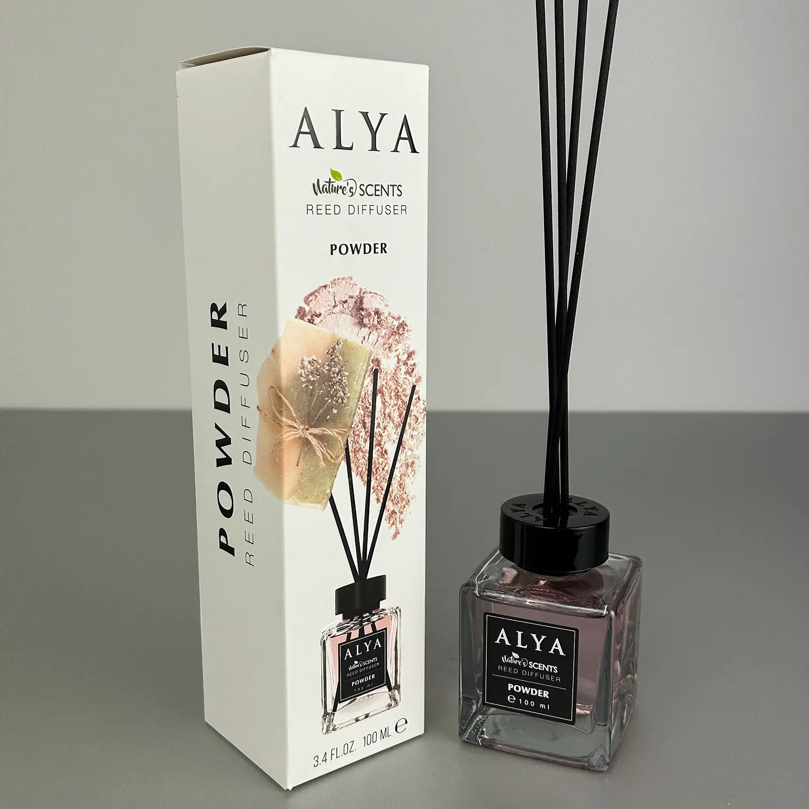 Parfum de cameră cu bețișoare Alya, Powder, difuzor de parfum elegant pentru casă, 100 ml, ideal pentru spații interioare [2]