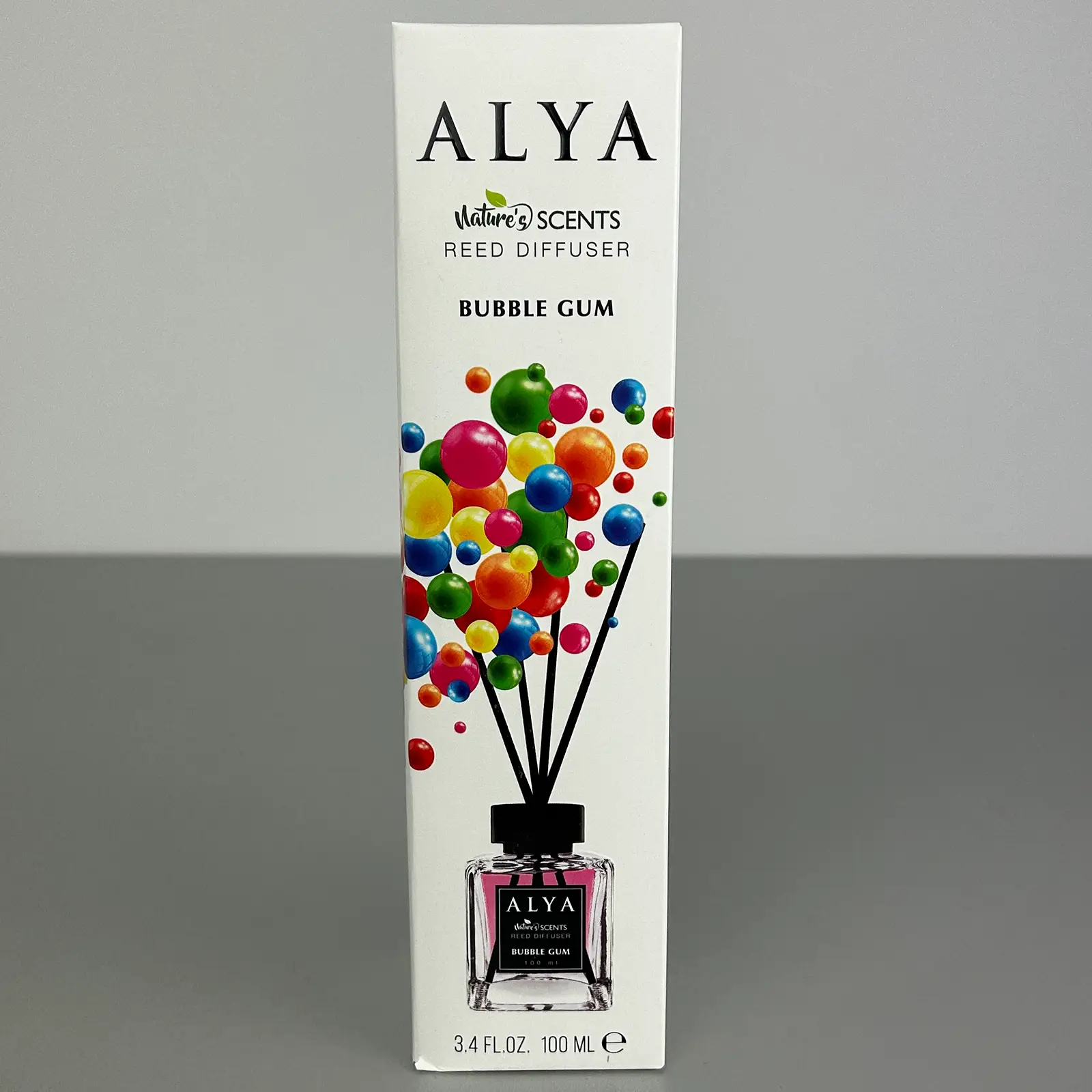 Odorizante de cameră - Parfum de cameră cu bețișoare Alya, Bubble Gum, difuzor de parfum elegant pentru casă, 100 ml, ideal pentru spații interioare