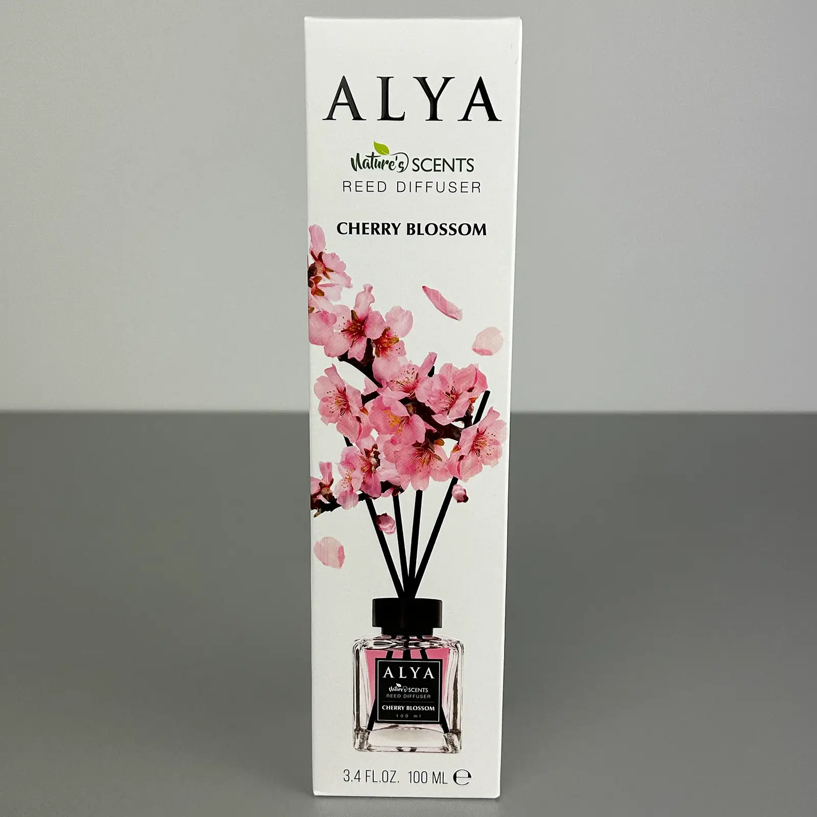 Odorizante de cameră - Parfum de cameră cu bețișoare Alya, Cherry Blossom, difuzor de parfum elegant pentru casă, 100 ml, ideal pentru spații interioare