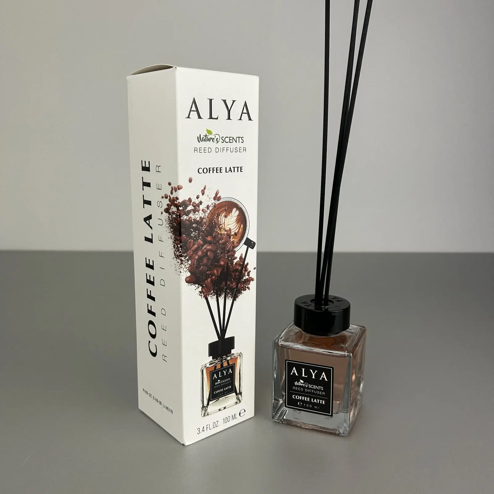 Parfum de cameră cu bețișoare Alya, Coffe Latte, difuzor de parfum elegant pentru casă, 100 ml, ideal pentru spații interioare [1]
