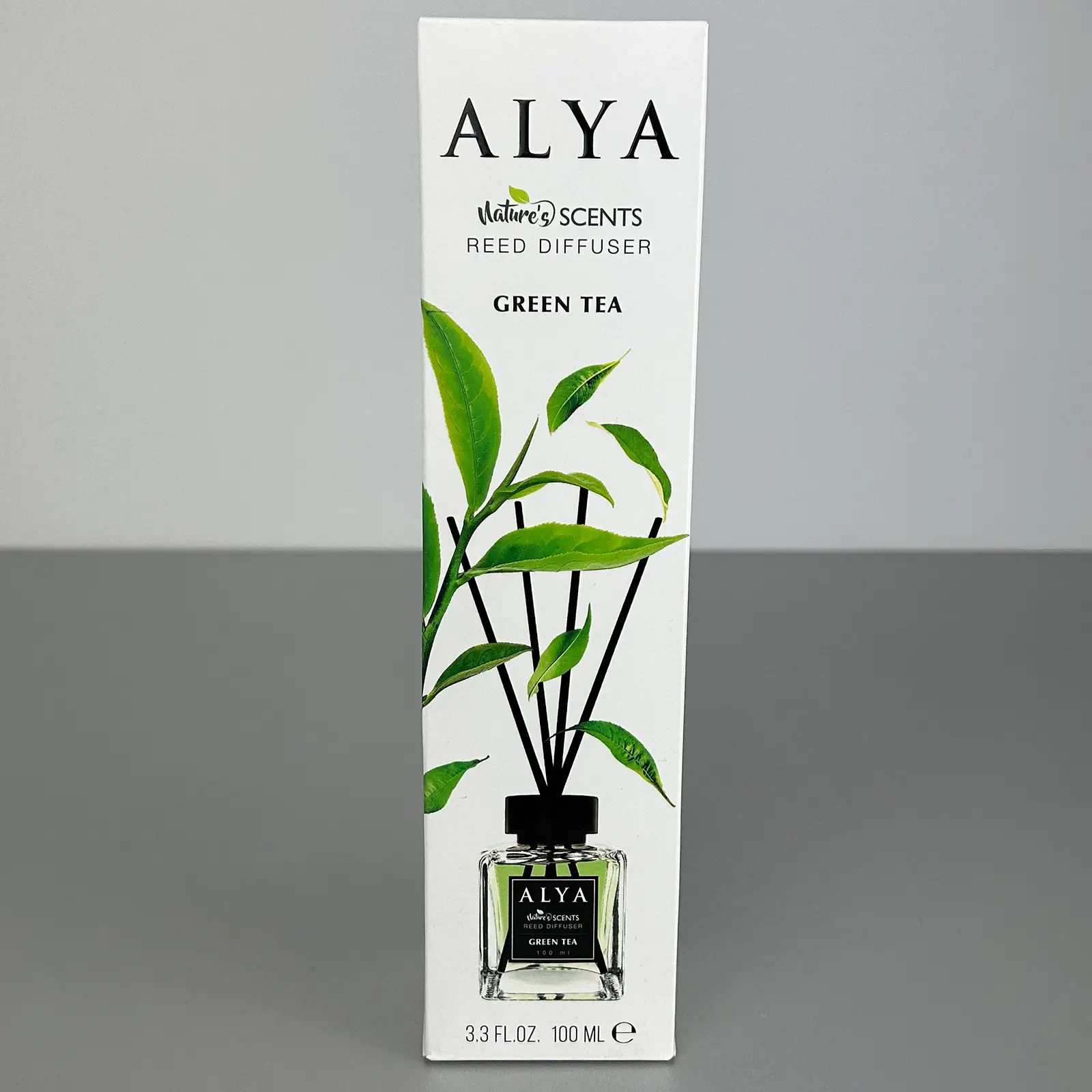 Odorizante de cameră - Parfum de cameră cu bețișoare Alya, Green Tea, Difuzor de parfum elegant pentru casă, 100ml, ideal pentru spații interioare