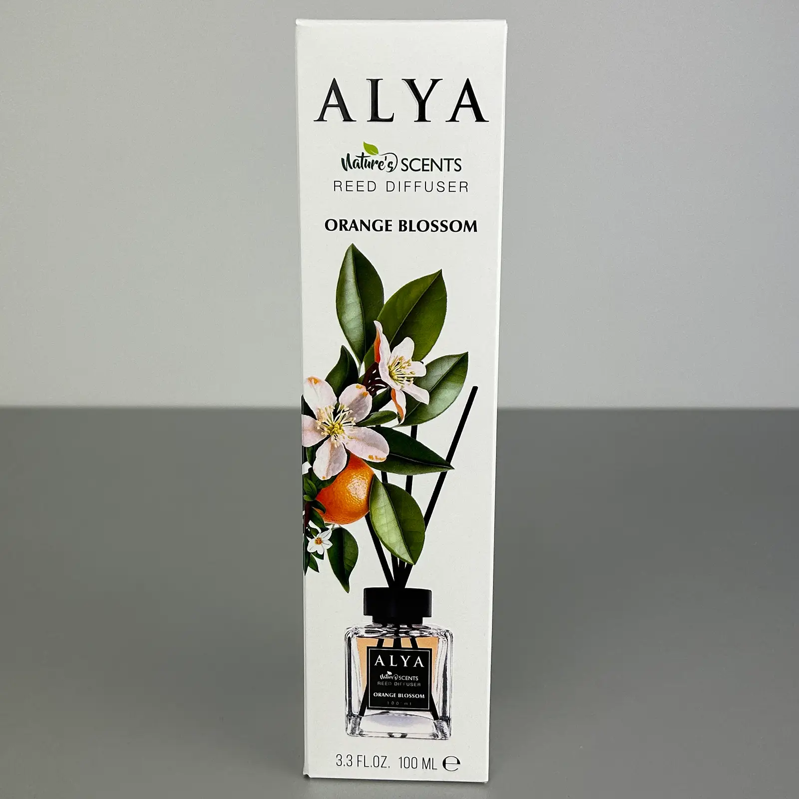 Odorizante de cameră - Parfum de cameră cu bețișoare Alya, Orange Blossom, difuzor de parfum elegant pentru casă, 100 ml, ideal pentru spații interioare