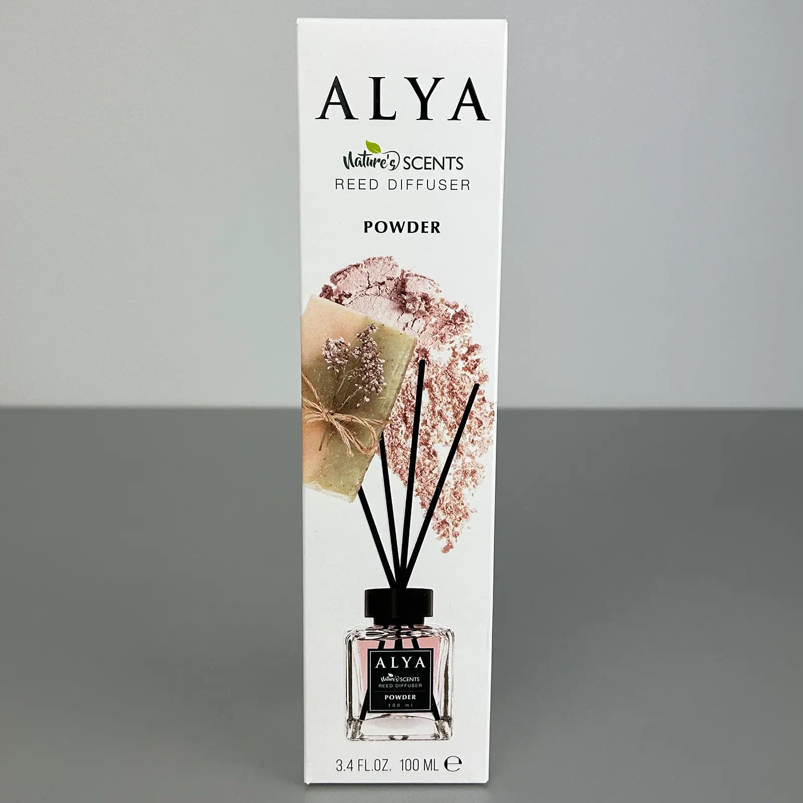 Odorizante de cameră - Parfum de cameră cu bețișoare Alya, Powder, difuzor de parfum elegant pentru casă, 100 ml, ideal pentru spații interioare