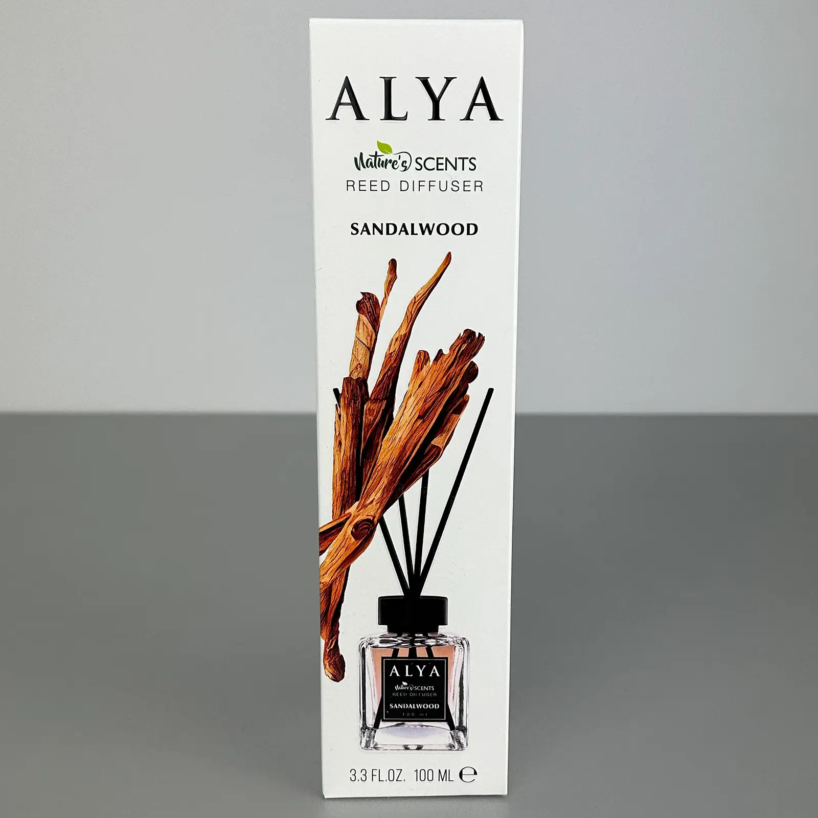 Odorizante de cameră - Parfum de cameră cu bețișoare Alya, Sandalwood, difuzor de parfum elegant pentru casă, 100 ml, ideal pentru spații interioare