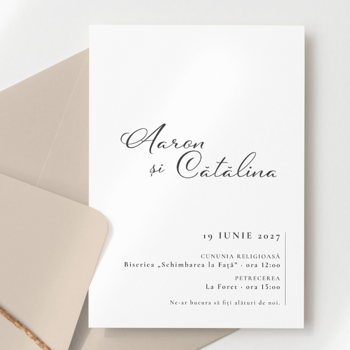 Invitație de nuntă Catalina – design minimalist [2]