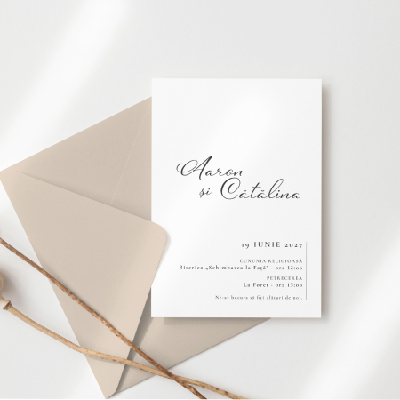 Invitații de nuntă - Invitație de nuntă Catalina – design minimalist