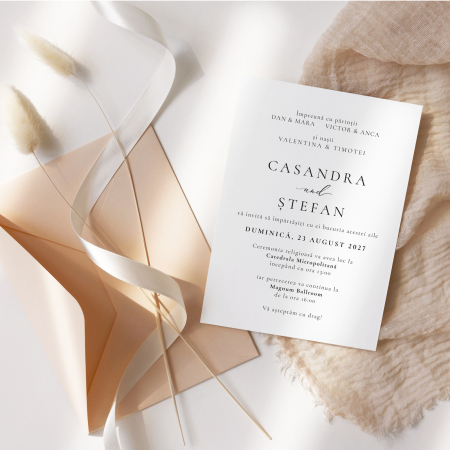 Invitații de nuntă - Invitație de nuntă Casandra – design minimalist