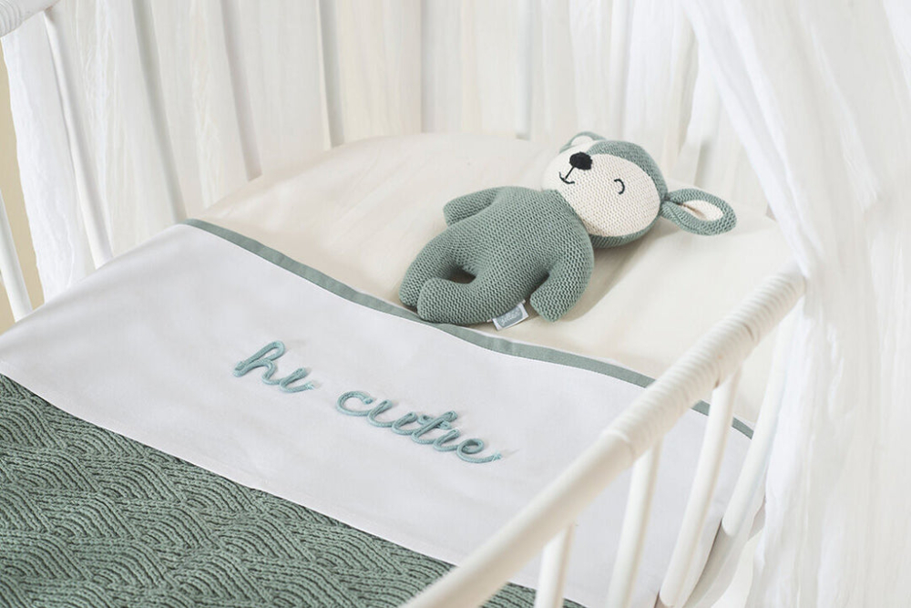Cearșaf de pat plat pentru pătuț copii Jollein Hi Cutie - Ash Green, 120 × 150 cm [3]