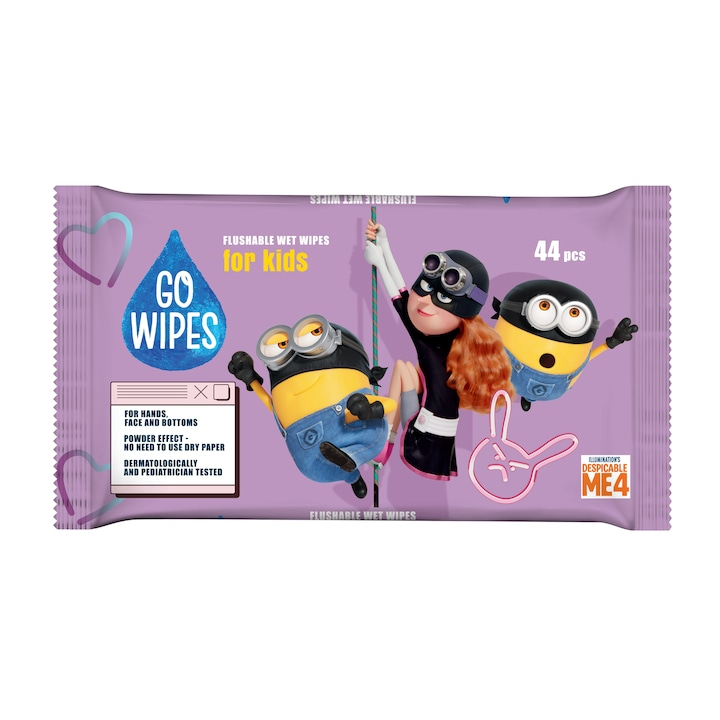 Hartie igienica umeda, Minions, 6 pachete x 44 buc, GoWipes [3]
