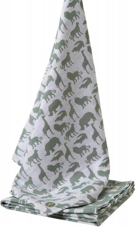 Set 2 scutece hidrofile, Jollein Safari, 115x115 cm, bumbac, verde [3]
