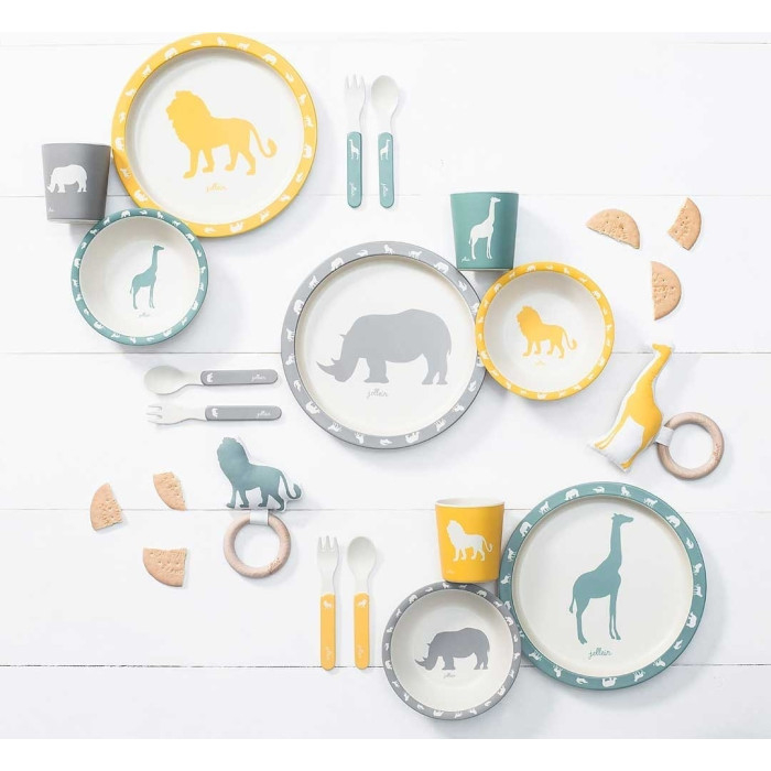 Set de Masă Copii Jollein Safari, Galben, 5 piese [2]