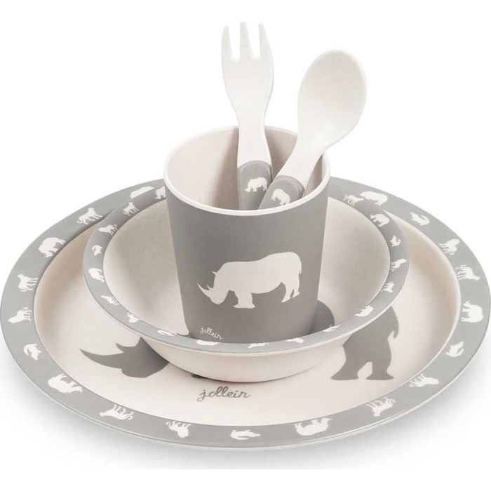 Set de Masă Copii Jollein Safari, Stone Grey, 5 piese [2]