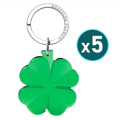 Fashion - Breloc in forma de trifoi cu 4 foi, pentru chei, 5buc/set, Verde
