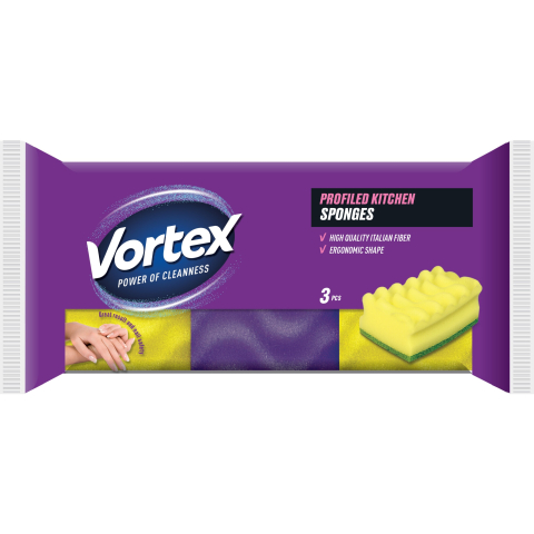 Bacanie - Bureti de bucatarie 3 buc, VORTEX PROFILED & CARE