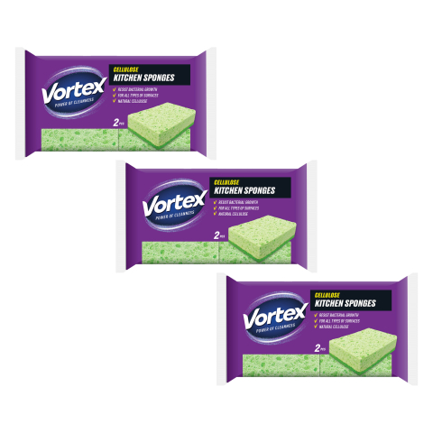 Bureti si lavete - Bureti de bucatarie din Celuloza, 3 pachete x 2 buc, VORTEX