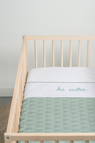Cearșaf de pat plat pentru pătuț copii Jollein Hi Cutie - Ash Green, 120 × 150 cm [1]