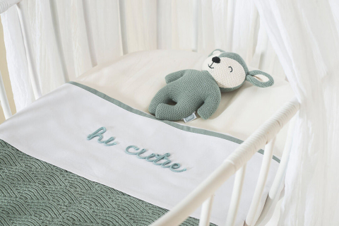 Cearșaf de pat plat pentru pătuț copii Jollein Hi Cutie - Ash Green, 120 × 150 cm [2]
