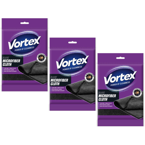 Bacanie - Laveta din microfibra Semi-prosop, 3 pachete x 1 buc, 30x50cm, Negru, VORTEX